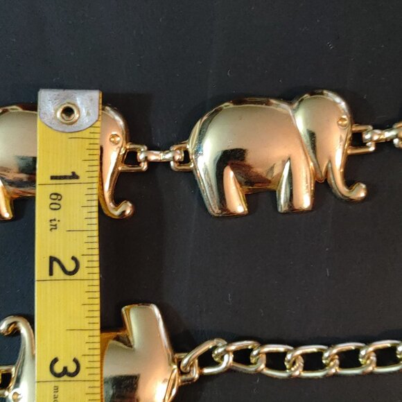 Belt Gold Elephant Link Chain Lion of Venice Medallion Clasp Vintage 36 Inches - Picture 4 of 11